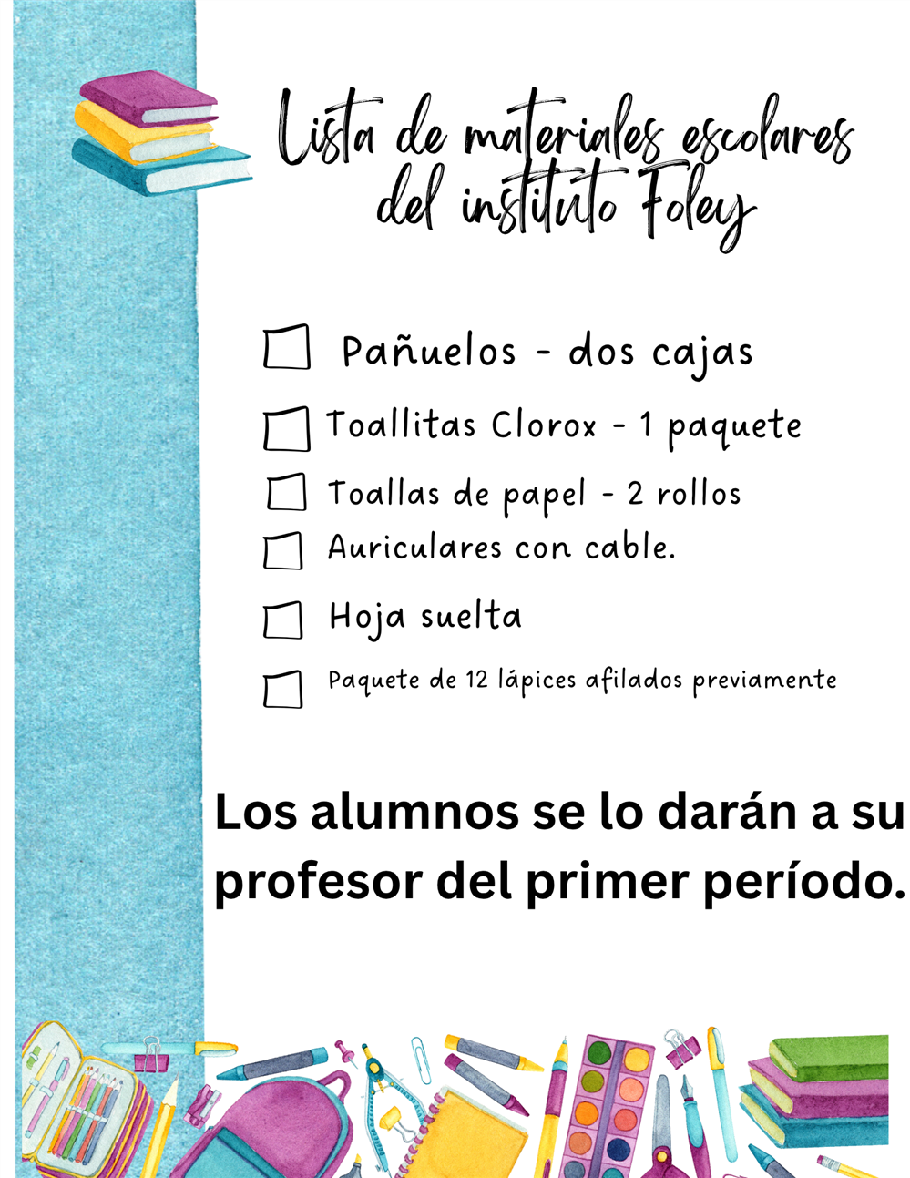  Supply List (Spanish)